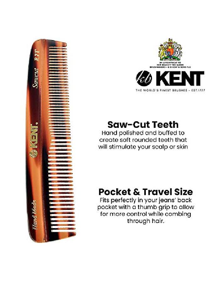 KENT R7T Small Fine / Wide Tooth Comb Double Tooth Hair Pocket Comb For Hair Beard And Mustache Coarse / Fine Hair Grooming Comb For Men Women And Kids. Saw Cut Hand Polished. Handmade In England - Image 5