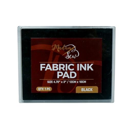 Madam Sew Permanent Fabric Ink Stamp Pad Crisp Washable Impressions on Cotton Linen FadeResistant Fabric Stamp Ink Pad for Fabric Crafts Labels Gifts Works with All Rubber Stamps Black - Image 1