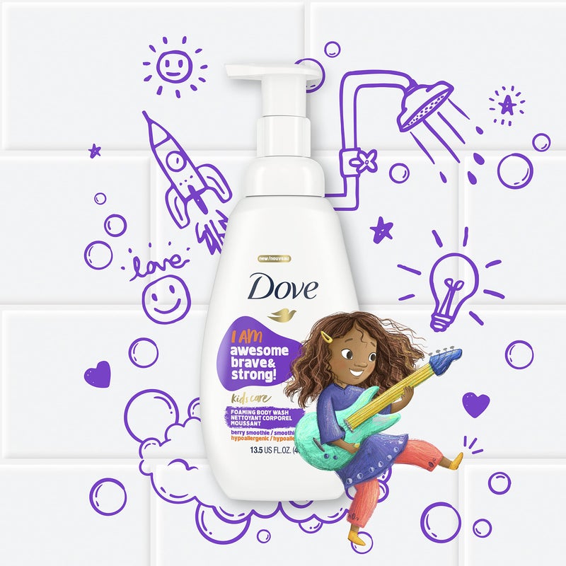 Dove غسول جسم رغوي للأطفال من دوف كيدز كير بنكهة التوت السلس hypoallergenic للعناية بالبشرة 13.5 أونصة - Image 3