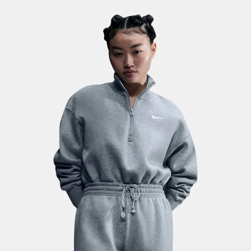 نايكي سويت شيرت سبورتسوير فونيكس فليس 1/2-سحاب كروبد للنساء