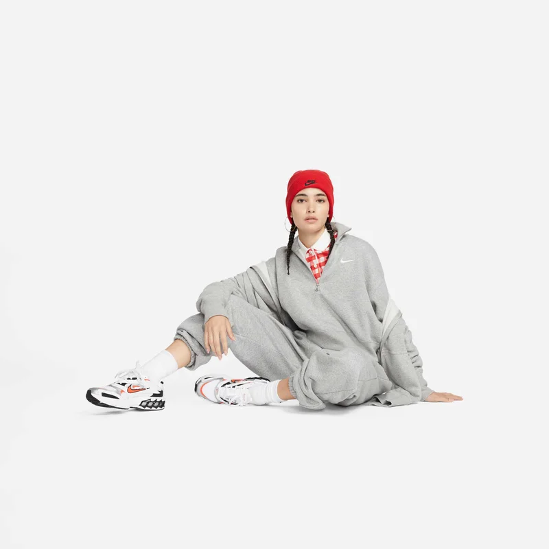 Nike Grey Women's Sportswear Phoenix Fleece 1/2-Zip Cropped Sweatshirt for Women | Best Price UAE
