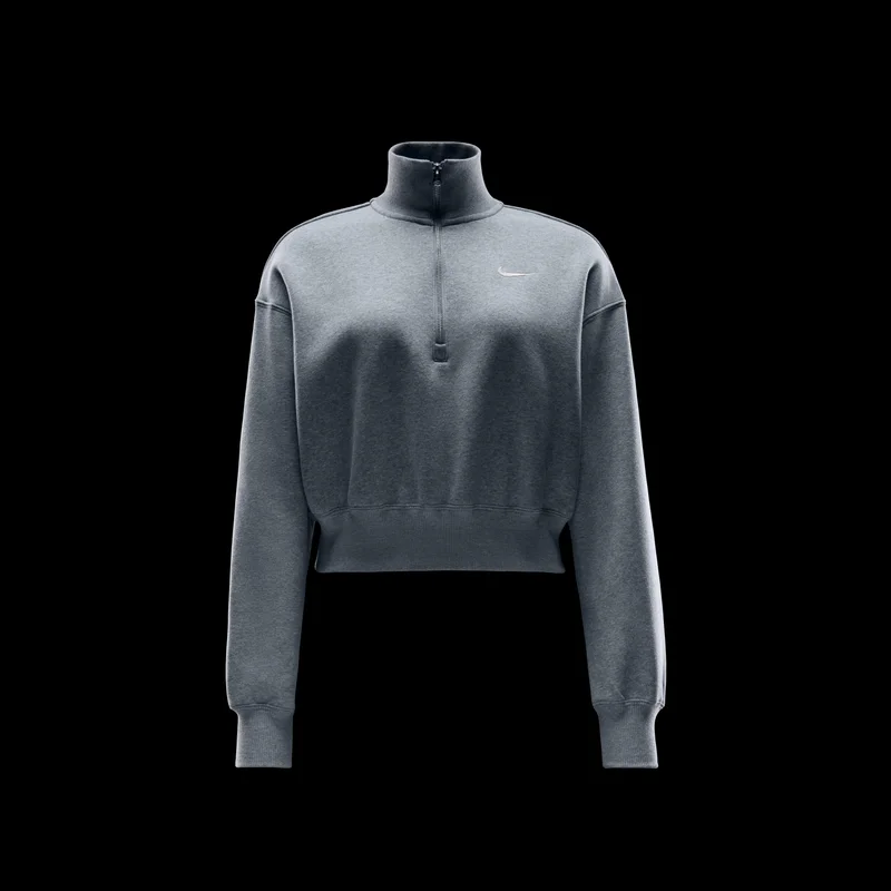 Nike Grey Women's Sportswear Phoenix Fleece 1/2-Zip Cropped Sweatshirt for Women | Best Price UAE