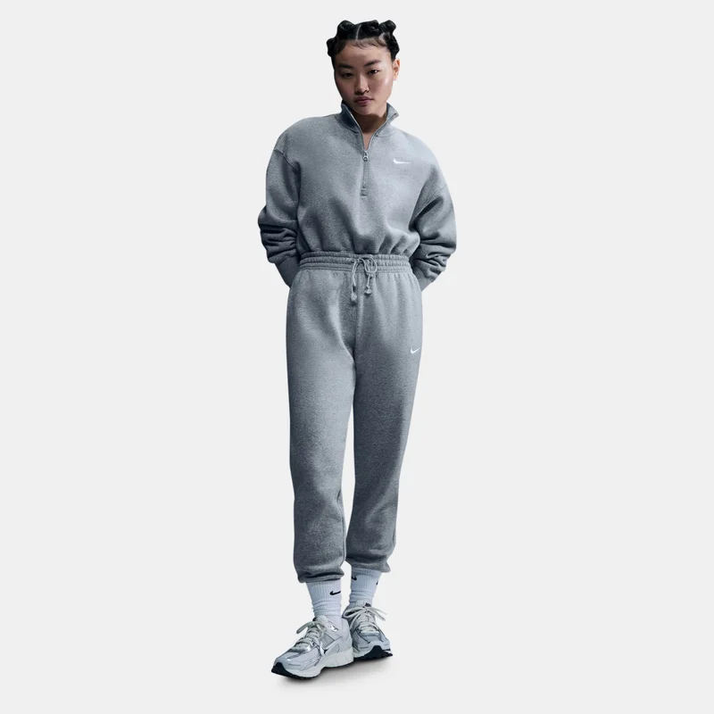 Nike Grey Women's Sportswear Phoenix Fleece 1/2-Zip Cropped Sweatshirt for Women | Best Price UAE