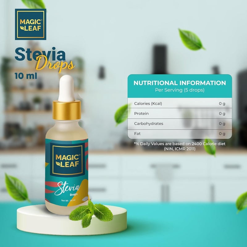 قطرات الستيفيا من Magicleaf (سائل بحجم 10 مل، 240-300 قطرة) | محلي طبيعي خالي من السكر | صفر سعرات حرارية | طعم ممتاز للشاي والشاي الأخضر (50-60 كوبًا) - Image 3
