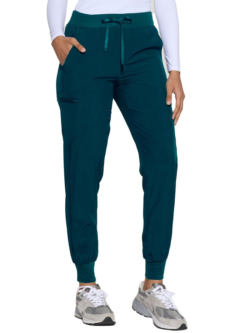 COZYFIT Womens Scrub Pants - Soft Stretch Yoga Style with 5 Pockets, Slim Fit Jogger Scrubs Pants for Women Caribbean Blue - Image 5