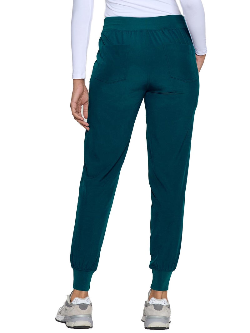 COZYFIT Womens Scrub Pants - Soft Stretch Yoga Style with 5 Pockets, Slim Fit Jogger Scrubs Pants for Women Caribbean Blue - Image 4