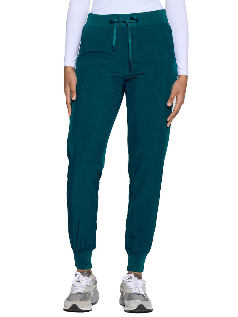 COZYFIT Womens Scrub Pants - Soft Stretch Yoga Style with 5 Pockets, Slim Fit Jogger Scrubs Pants for Women Caribbean Blue - Image 2