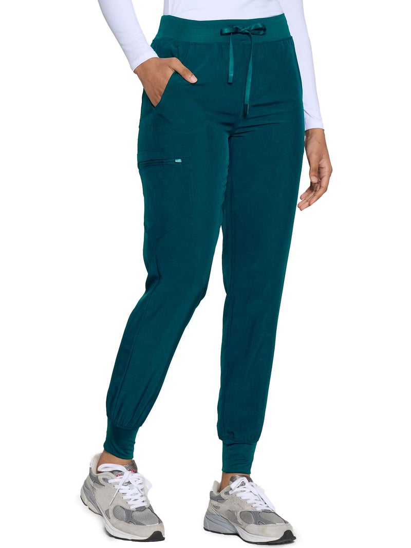 COZYFIT Womens Scrub Pants - Soft Stretch Yoga Style with 5 Pockets, Slim Fit Jogger Scrubs Pants for Women Caribbean Blue - Image 1