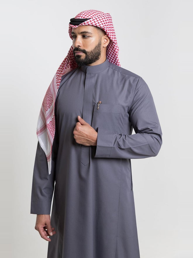 الشياكة ثوب كلاسيك رجالي صيفي، رمادي - 53 بوصة - Image 1