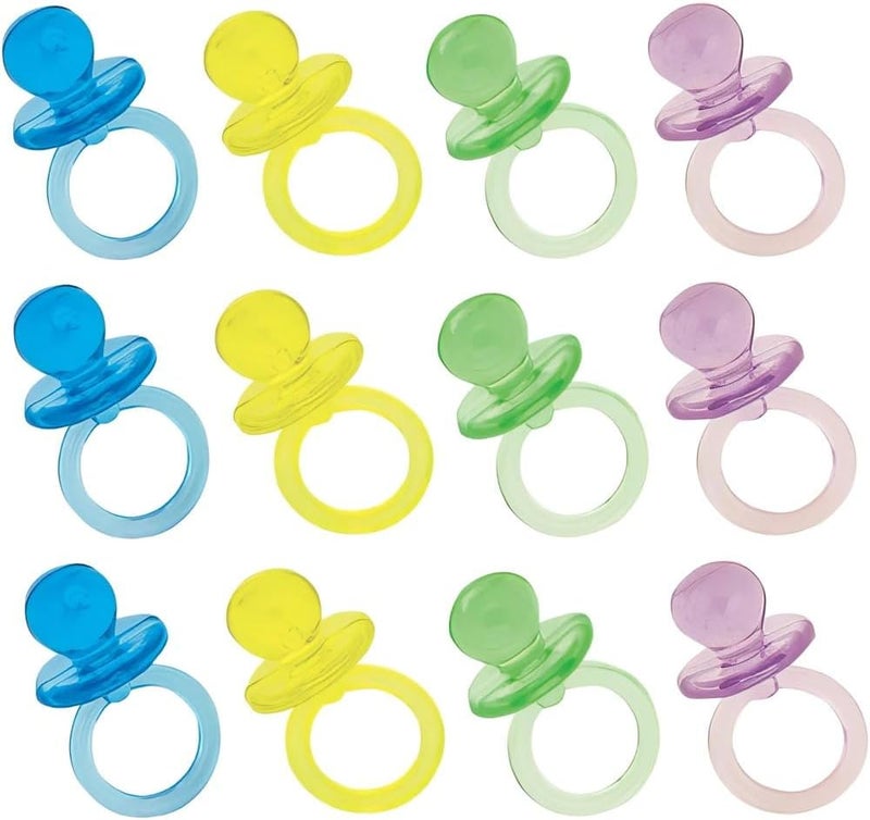 Unique Assorted Color Mini Plastic Pacifier Favors  1 18 Count  Perfect for Baby Showers and Parties  - Image 1