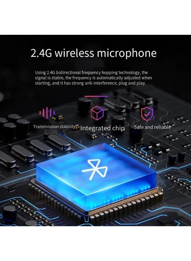 نظام ميكروفون ZFSZ لاسلكي 2.4G ثلاثي في واحد (لابيلير وسماعة رأس) مع عمر بطارية 18 ساعة ونقل مستقر 30 متر - Image 3