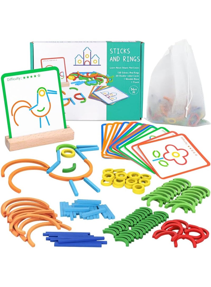 العاب خشبية ابداعية وخواتم للاطفال من سن 3 سنوات فما فوق، لعبة احجية مطابقة من TOYS-EGYPT العاب بناء الموارد التعليمية لمرحلة ما قبل المدرسة ورياض الاطفال للاولاد والبنات - Image 1