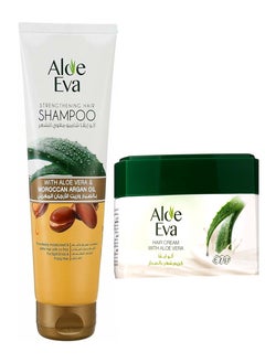 Aloe Eva Hair Cream With Aloe Vera Extract + Shampoo With Aloe Vera & Moroccan Argan Oil 415Ml