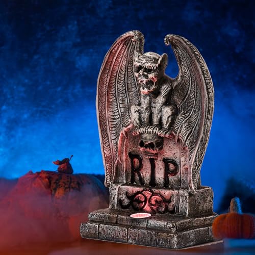 HUYIENO Solar Halloween Decoration Graveyard Monster Design Tombstone Solar Garden Lights Resin Material for Halloween Party Decorations Outdoor Lawn Walkway Decor - Image 3