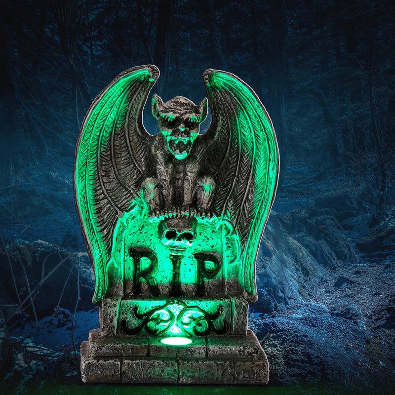 HUYIENO Solar Halloween Decoration Graveyard Monster Design Tombstone Solar Garden Lights Resin Material for Halloween Party Decorations Outdoor Lawn Walkway Decor - Image 2