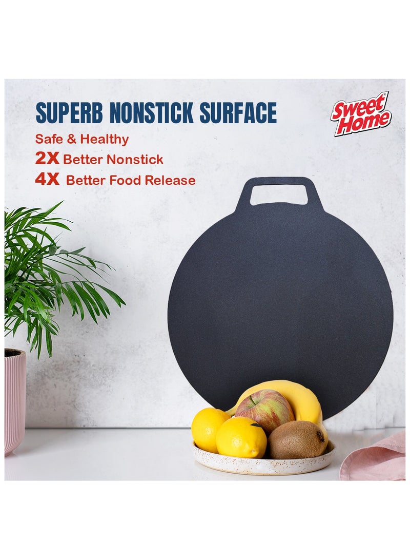 Sweet Home Nonstick Flat Crepe Pan 35cm, Durable Aluminum Griddle for Perfect Pancakes, Dosas, and Tortillas, Even Heat Distribution, PFOA-Free Cookware for Induction, Gas, and Electric Stoves - Image 2