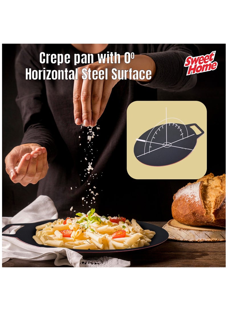 Sweet Home Nonstick Flat Crepe Pan 35cm, Durable Aluminum Griddle for Perfect Pancakes, Dosas, and Tortillas, Even Heat Distribution, PFOA-Free Cookware for Induction, Gas, and Electric Stoves - Image 3
