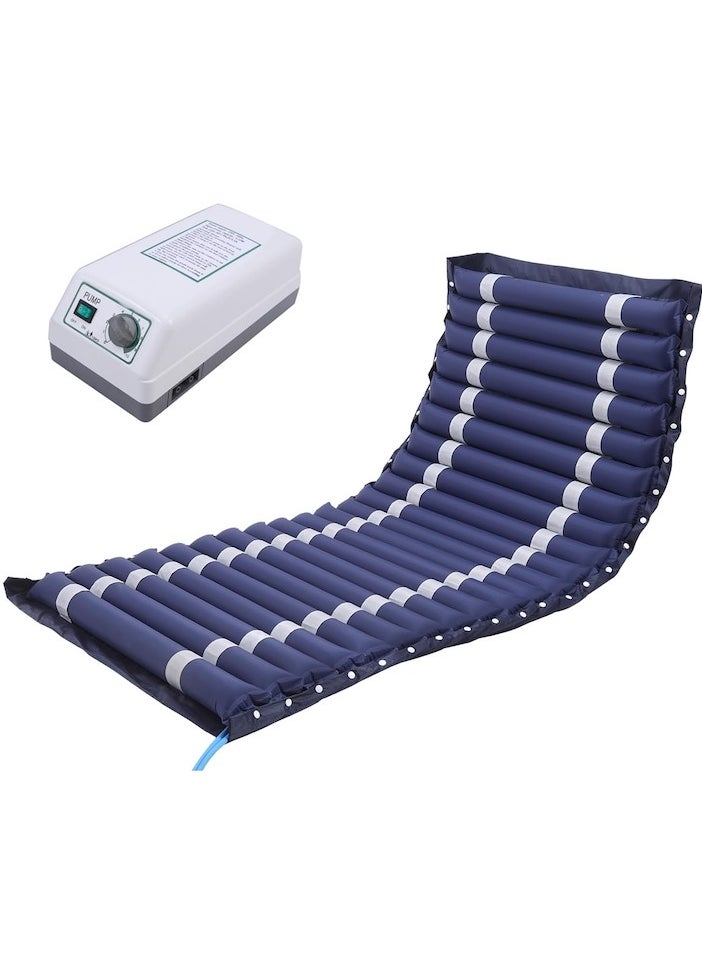 XiuWoo Alternating Air Pressure Mattress Pad, Bed Sore Prevention Solution Mattress Topper with 4-Setting Adjustable Pump, Waterproof Pressure Relief Ulcer Cushion Pad for Hospital Beds and Home Use, blue  - Image 1