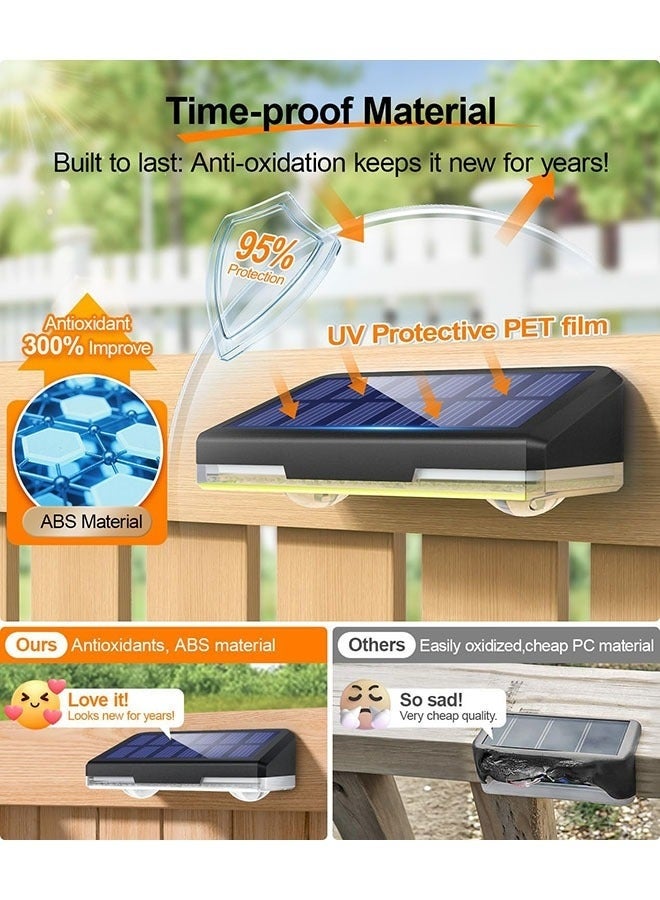 Arabest أضواء سياج شمسية خارجية مقاومة للماء LED [IP44، 3 أوضاع إضاءة، 60LM فائق السطوع]، أضواء سياج تعمل بالطاقة الشمسية لتزيين الفناء الخلفي، الدرج، درابزين السلم والسطح (12 حزمة) - Image 5