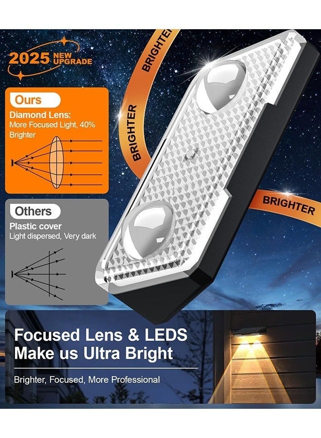 Arabest أضواء سياج شمسية خارجية مقاومة للماء LED [IP44، 3 أوضاع إضاءة، 60LM فائق السطوع]، أضواء سياج تعمل بالطاقة الشمسية لتزيين الفناء الخلفي، الدرج، درابزين السلم والسطح (12 حزمة) - Image 3