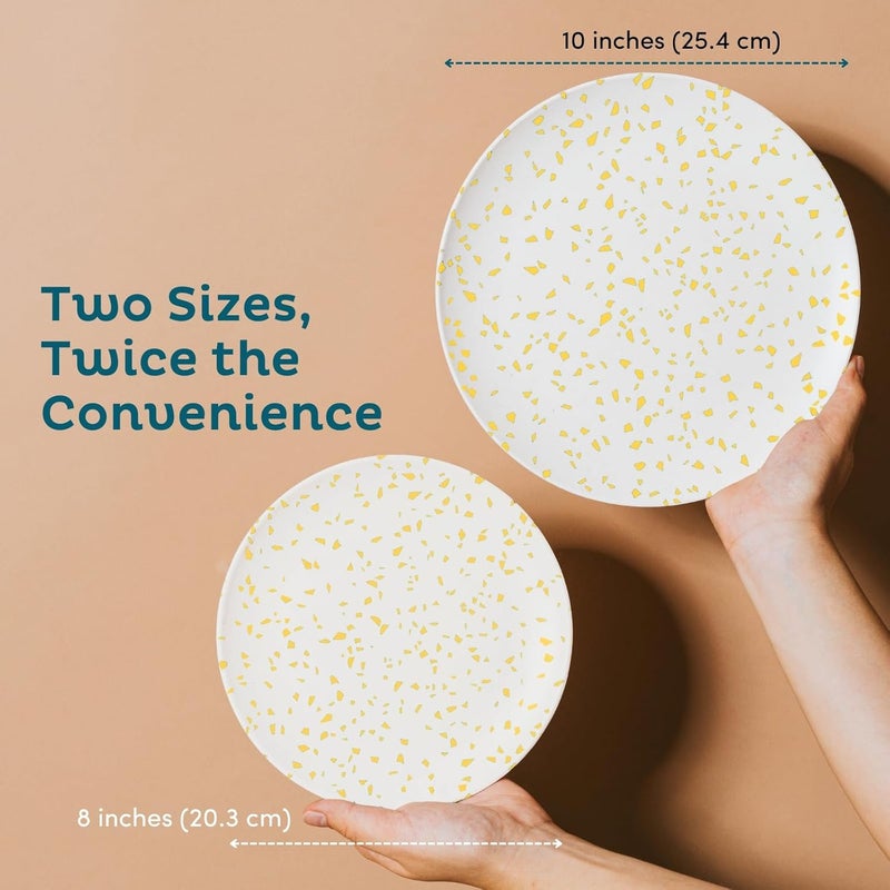 Nook Theory 4 Pack Reusable Bamboo Plates  NonToxic Toddler and Kids Plate Dishwasher Safe Not Microwavable Dinnerware Terrayellow 8 - Image 2