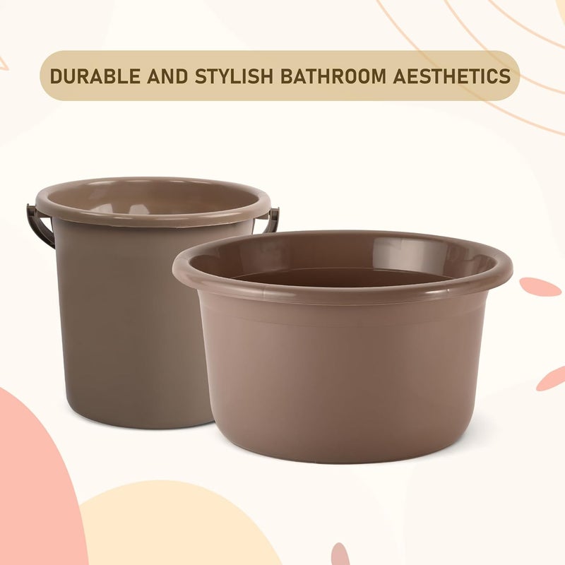 Kuber Industries Kuber Industries Set of 6 Bathroom Combo Set Bathing Set Bathware Set 3 Piece Tub 3 Piece Bucket Combo Set for Bathroom Modern Bathroom Accessories Set Brown  - Image 4