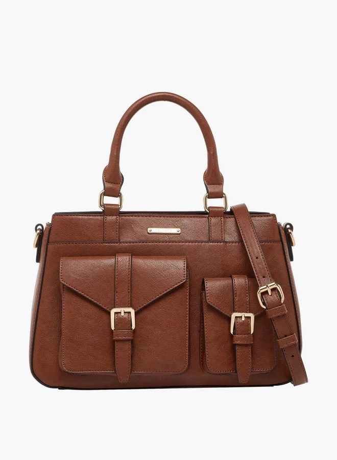Celeste Solid Tote Bag with Detachable Strap and Zip Closure
