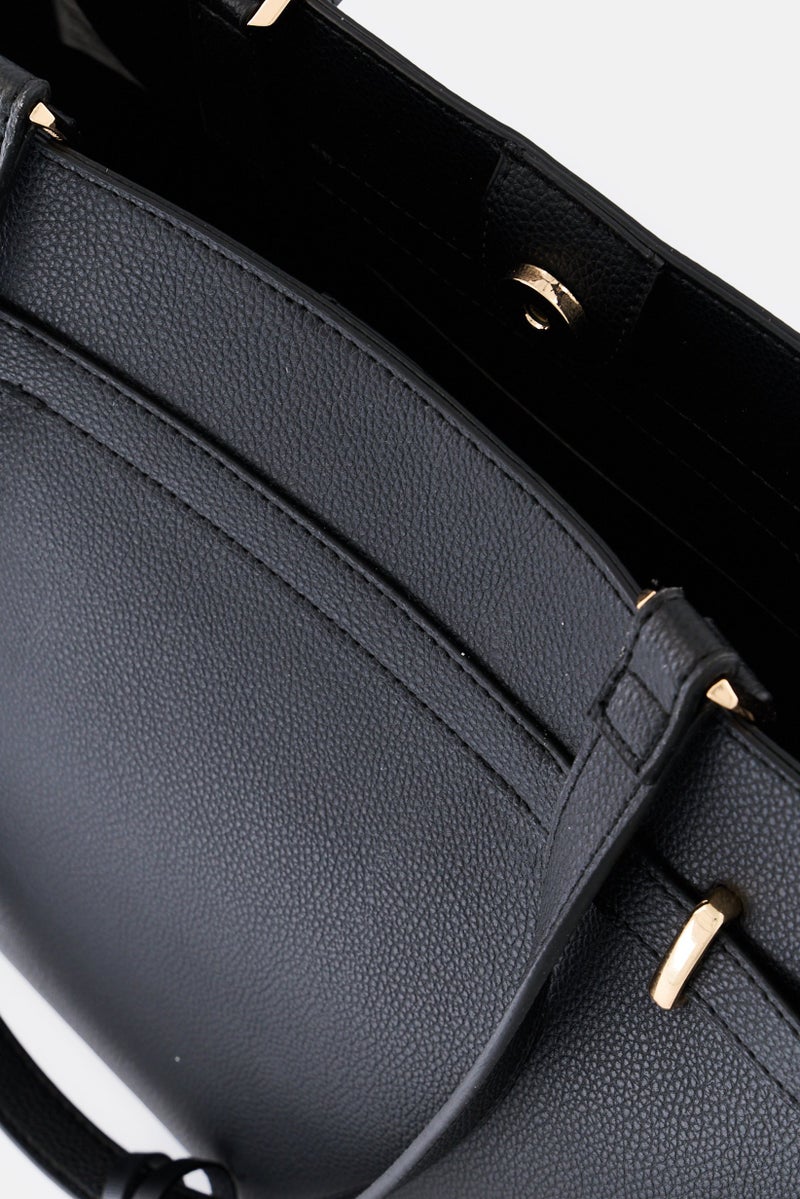 ANNE KLEIN Women Brand Logo Tote Bag, Black - Image 3