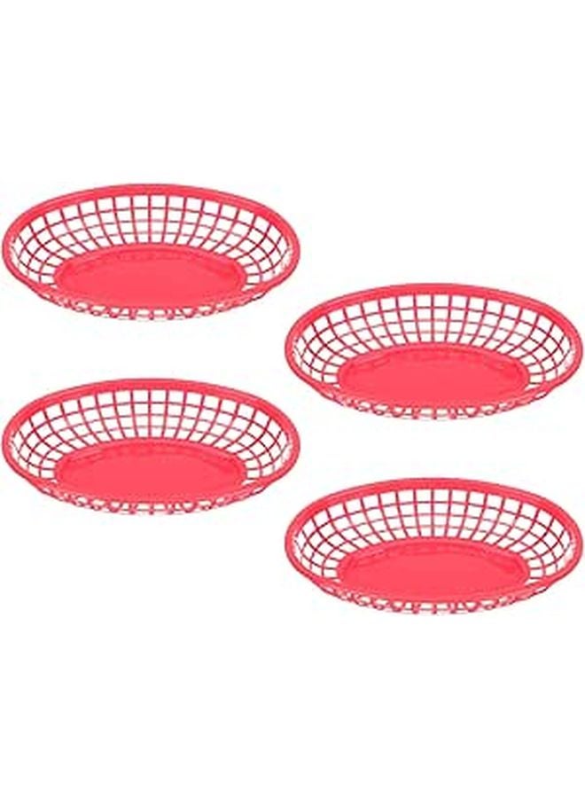 Red Plastic Storage Baskets 4pcs For Kitchen Food Fruit Snack Serving Desktop - Image 1