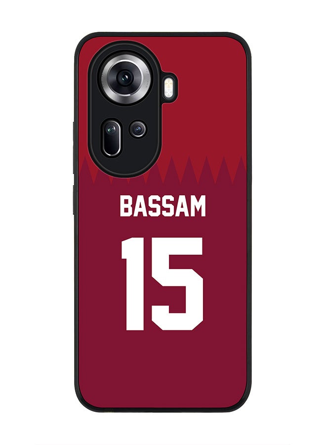 Stylizedd Rugged Black Edge Case for Oppo Reno11, Slim fit Case Flexible Anti Drop TPU Gel Thin Cover -  Football Team - Qatar, Player Name - Bassam - Image 1