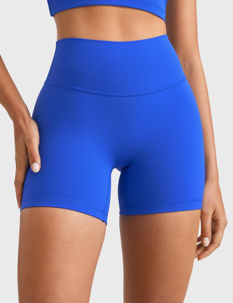INGIA Womens High Waist No Front Seam Scrunch Butt Biker Shorts 5 Inches V-Back Scrunch Booty Gym Workouts Royal Medium - Image 2