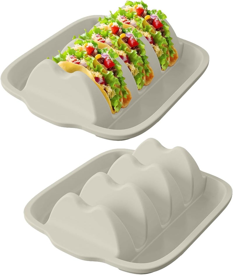 InchUp Silicone Taco Holder Set of 2 - Reusable Taco Stands with Dividers, Taco Tuesday Kit for Family Mexican Meals, Non-Slip Sturdy Taco Tray Racks, Dishwasher & Microwave Safe - Image 1