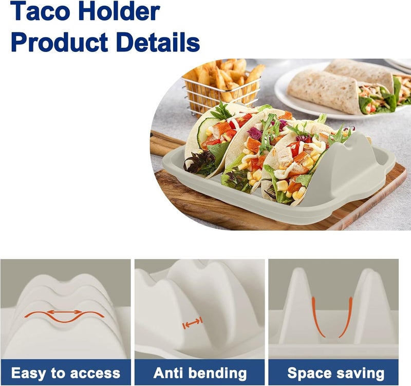 InchUp Silicone Taco Holder Set of 2 - Reusable Taco Stands with Dividers, Taco Tuesday Kit for Family Mexican Meals, Non-Slip Sturdy Taco Tray Racks, Dishwasher & Microwave Safe - Image 3