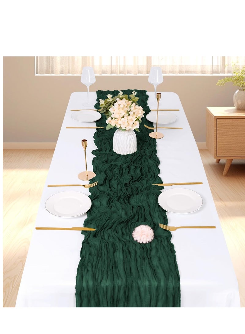 XIYU Crumpled Gauze Table Runner, 90 x 400 cm Boho Gauze Table Runner for Wedding Bridal Baby Shower Birthday Party Table Decoration Home Kitchen Table Party Decorations - Image 1