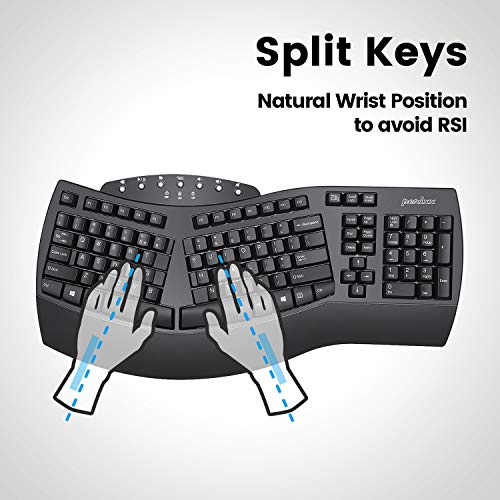 Perixx Periboard-612B Wireless Ergonomic Split Keyboard with Dual Mode 2.4G and Bluetooth Feature, Compatible with Windows 10 and Mac OS X System, Black, US English Layout - Image 3