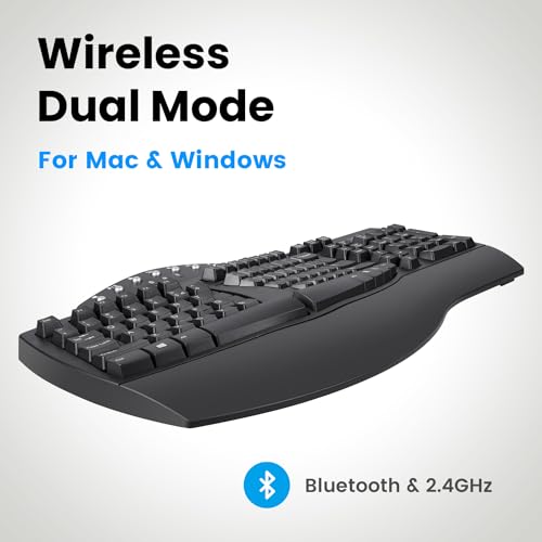 Perixx Periboard-612B Wireless Ergonomic Split Keyboard with Dual Mode 2.4G and Bluetooth Feature, Compatible with Windows 10 and Mac OS X System, Black, US English Layout - Image 4