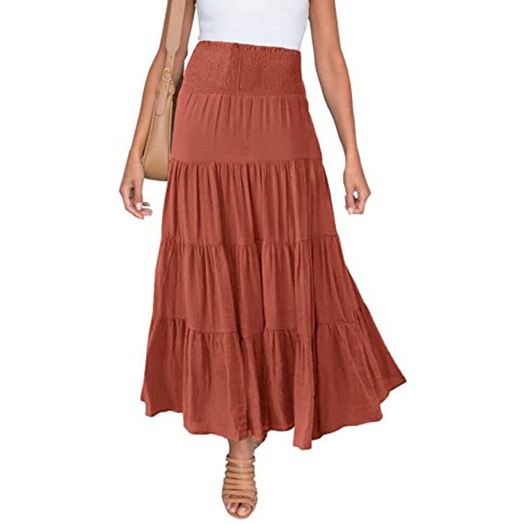 2022 Bohemian High Waist A-Line Maxi Skirt Bean Green  - Image 2