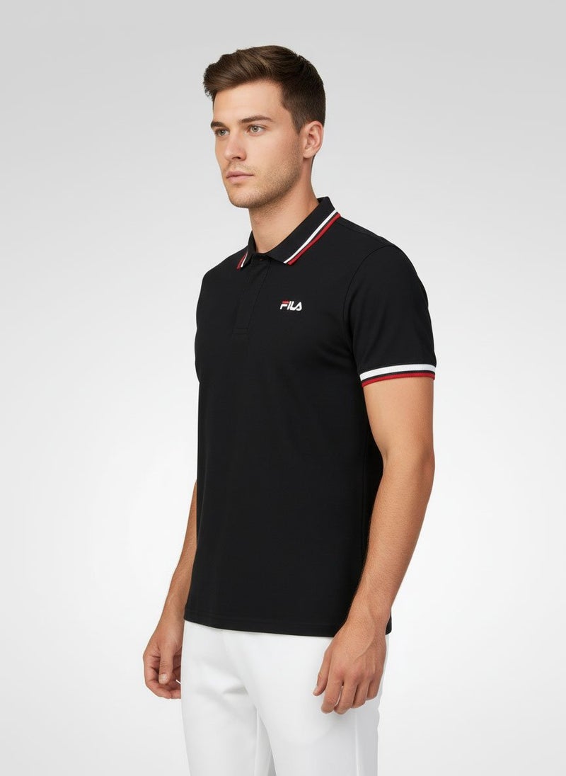 FILA Men Sportswear Fit Short Sleeve Outdoor Polo Shirt, Black - Image 5