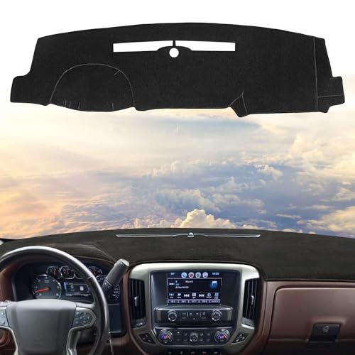SKYLOTEC Dash Cover Fit for 2014-2018 Chevy Chevrolet Silverado/GMC Sierra 1500, 2019 Silverado 1500LD LT WT Custom, 2015-2019 GMC Sierra/Silverado 2500HD 3500HD Dashboard Mat No Forward Collision Alert - Image 1