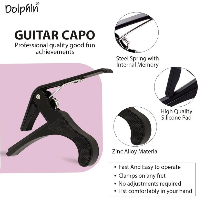 Dolphin B-4 One Handed Trigger Alloy Guitar Capo Quick Change For Ukulele, Electric And Acoustic Guitars (Multicolor) - Image 4