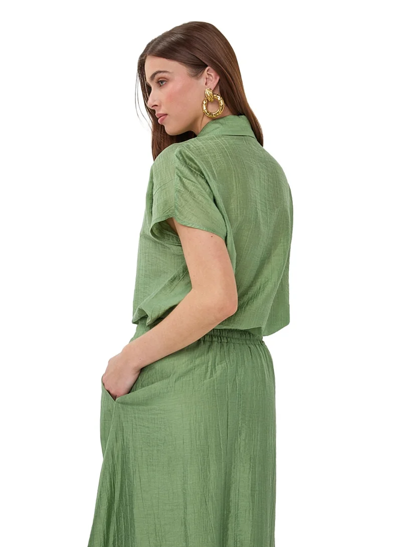 Esqualo Green Esqualo Blouse Batwing Light Crinkle for Women | Best Price UAE