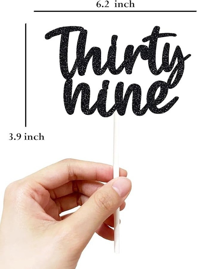 TrifleArte Thirty Nine Birthday Cake Topper | Black Glitter | 39th Anniversary Party Decoration | Double-Sided | Durable & Elegant Smash Cake Décor for Boys & Girls - Image 2