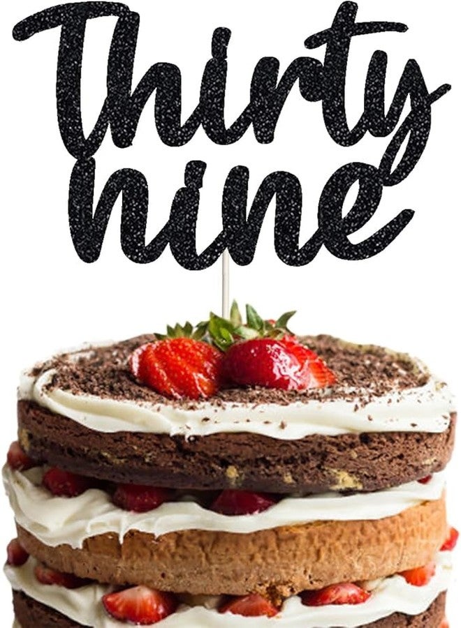 TrifleArte Thirty Nine Birthday Cake Topper | Black Glitter | 39th Anniversary Party Decoration | Double-Sided | Durable & Elegant Smash Cake Décor for Boys & Girls - Image 1