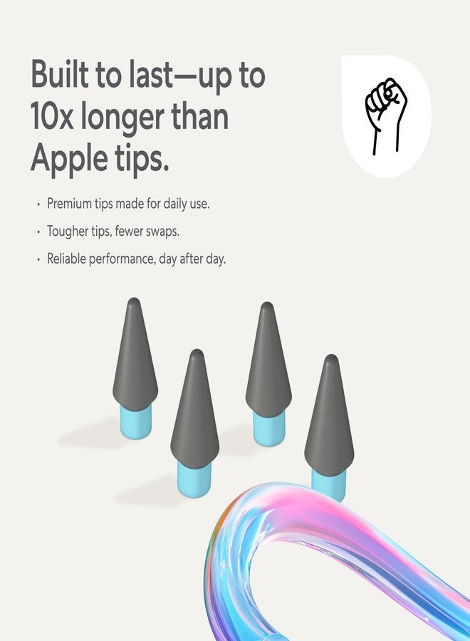 Paperlike Pencil Tips (4X) for Apple Pencil 1st & 2nd Gen, USB-C & Pro – 10x More Durable, Subtle Boost in Control on Paper-Feel Screen Protectors - Image 3