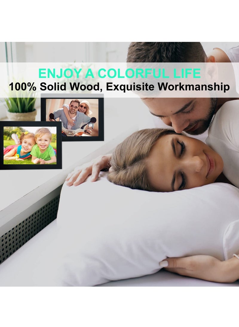 2Pcs 5x7 Inch Wooden Picture Frame, Natural Wood Picture Frame with Acrylic Plexiglass for Displaying Picture, Tabletop and Wall Mounting Display (Black) - Image 4