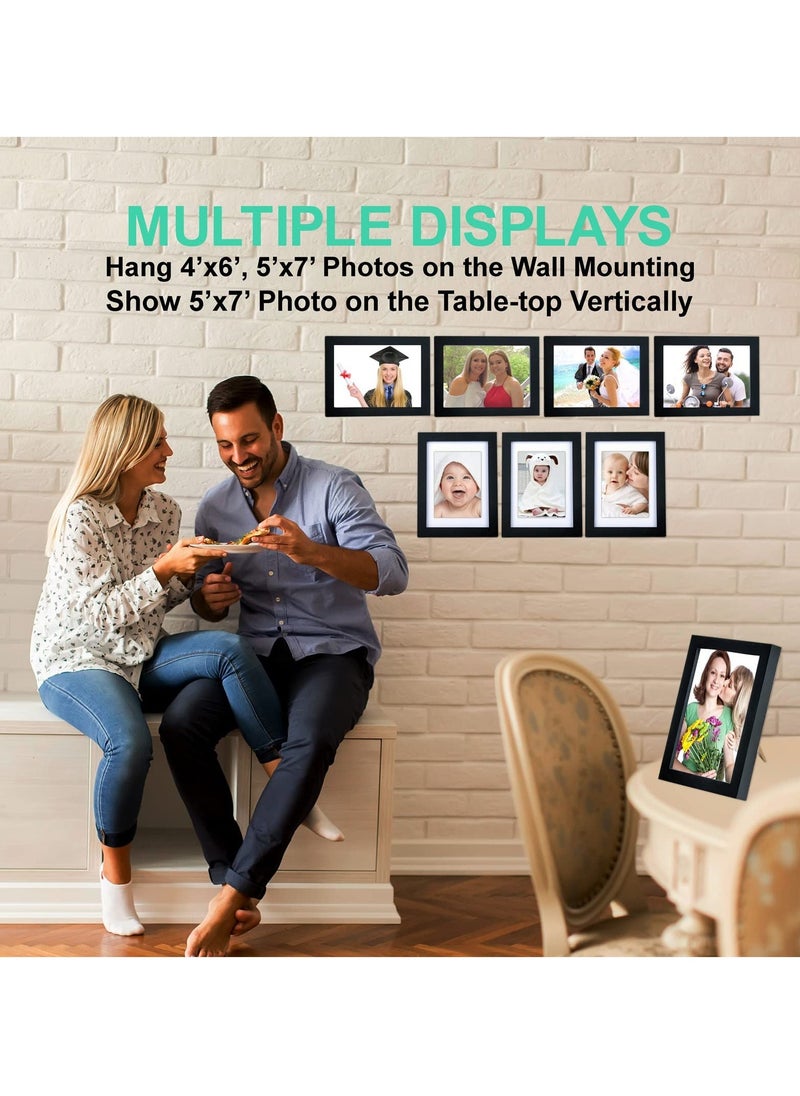 2Pcs 5x7 Inch Wooden Picture Frame, Natural Wood Picture Frame with Acrylic Plexiglass for Displaying Picture, Tabletop and Wall Mounting Display (Black) - Image 5