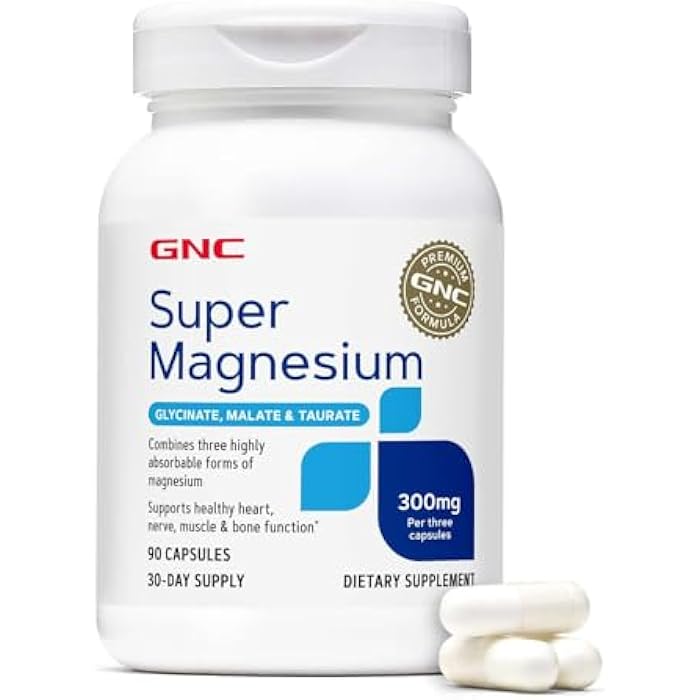 GNC Super Magnesium 300mg, Glycinate, Malate, Taurate, 90 Capsules - Image 1