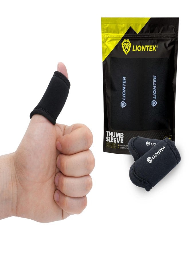 LIONTEK Thumb Sleeves Pair for Training, Weightlifting, BJJ, Golf, Basketball, & Everyday Activities | Compression Thumb Sleeve with Anti-Slip Grips for Protection, Blister Prevention, & Relief - Image 1