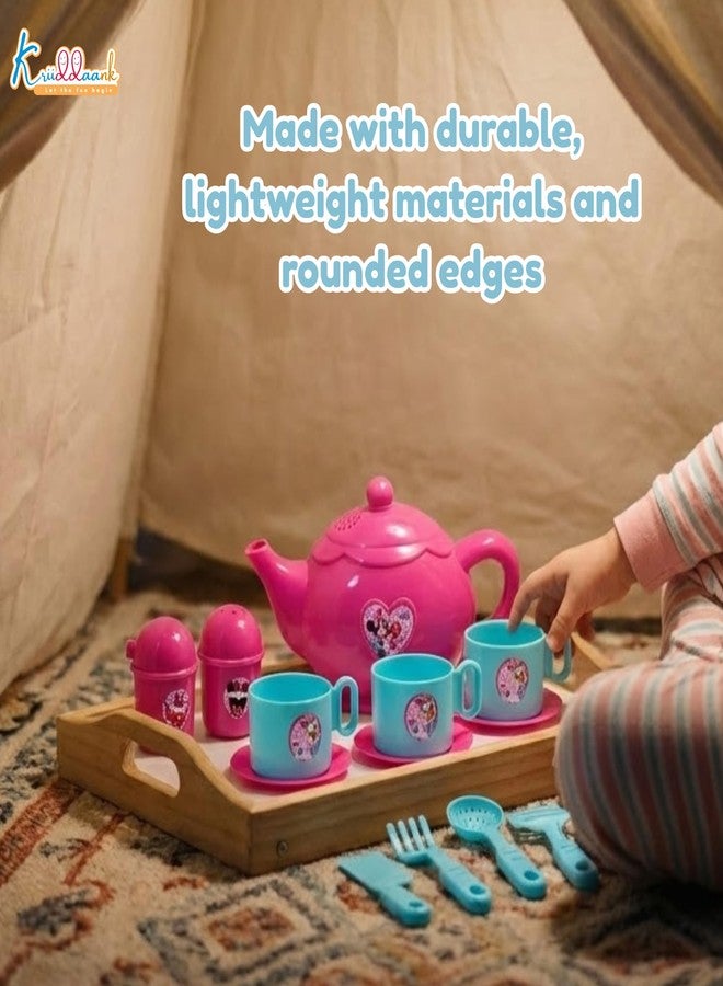 Kriiddaank Minnie Mouse 15-Piece Tea Party Set for Kids - Pretend Play Kitchen Toy with Electronic Kettle, Realistic Boiling Sounds & Lights - Safe, Non-Toxic Birthday Gift for Girls & Boys, Ages 3+ - Image 2