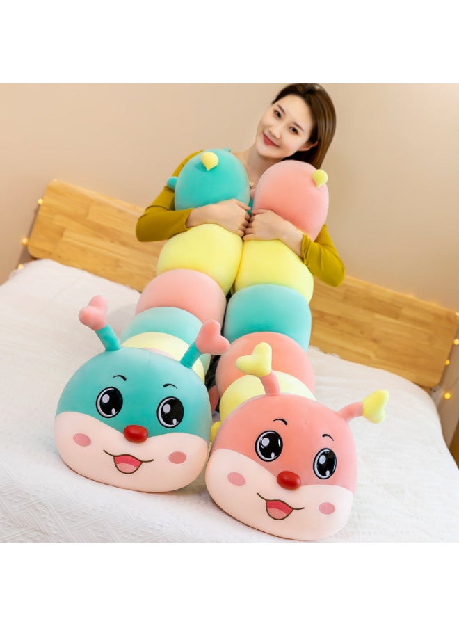 Colorful Caterpillar Plush Toy Cartoon Millipede Doll Girl Sleeping Clip Leg Pillow Children's Gift-Specifications:70cm-Color:Pink Love Caterpillar - Image 1